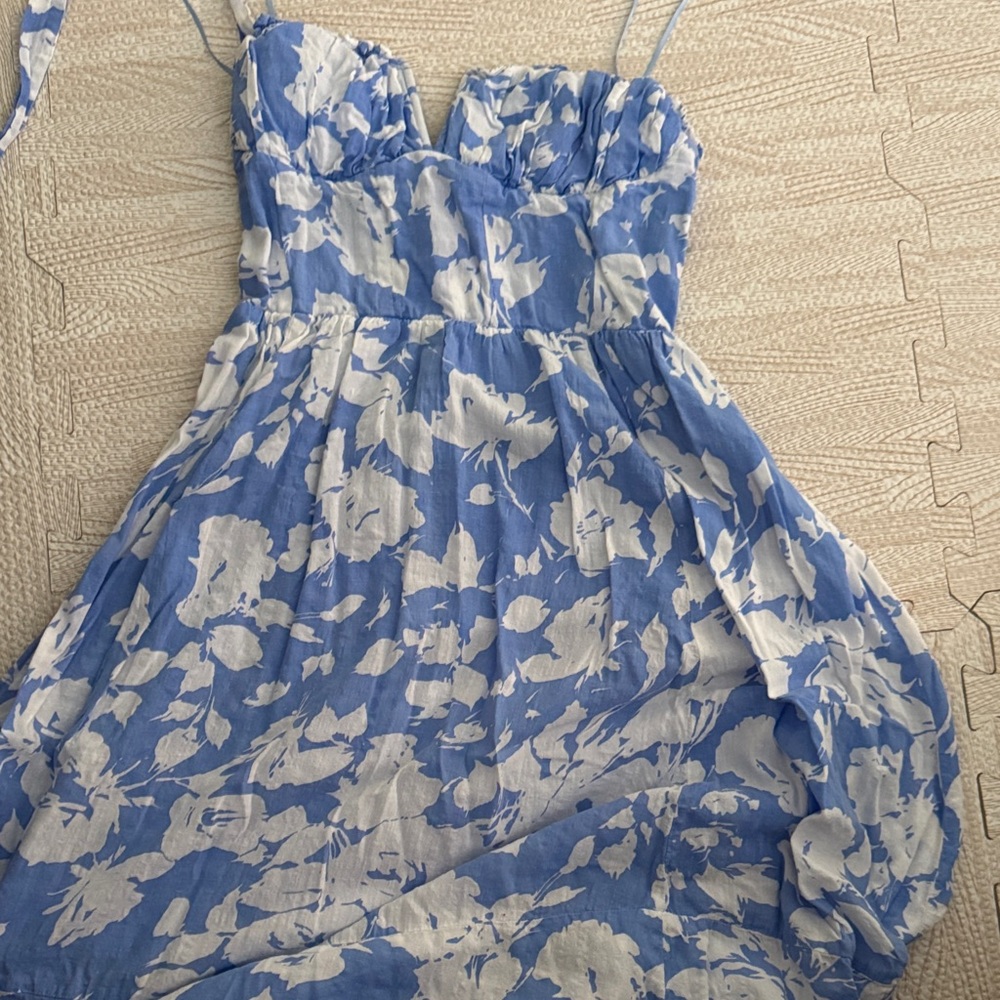 Luxxel Blue & White Smocked Blouse